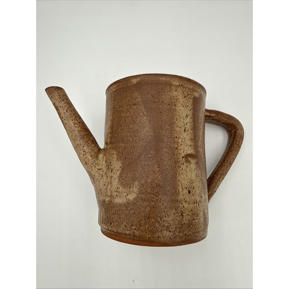 Vtg 1960's African Ceram Kloto Togo Glaze Pottery Pitcher Brown Hand Made Signed
